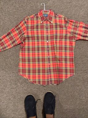 Ralph Lauren Red and Green Plaid Button-Down Shirt